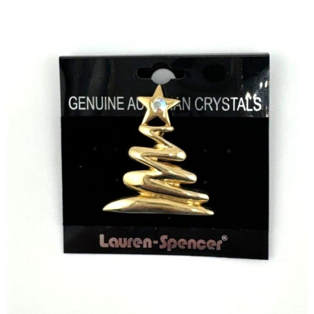 Lauren Spencer Christmas Tree Pin Brooch Austrian Crystal